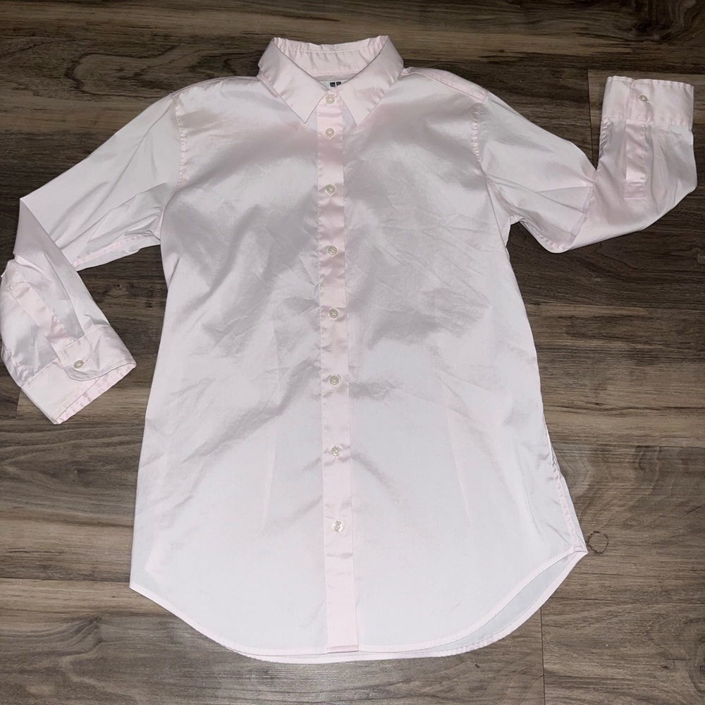 Uniqlo light pink Button Down Shirt with Long Sleeves